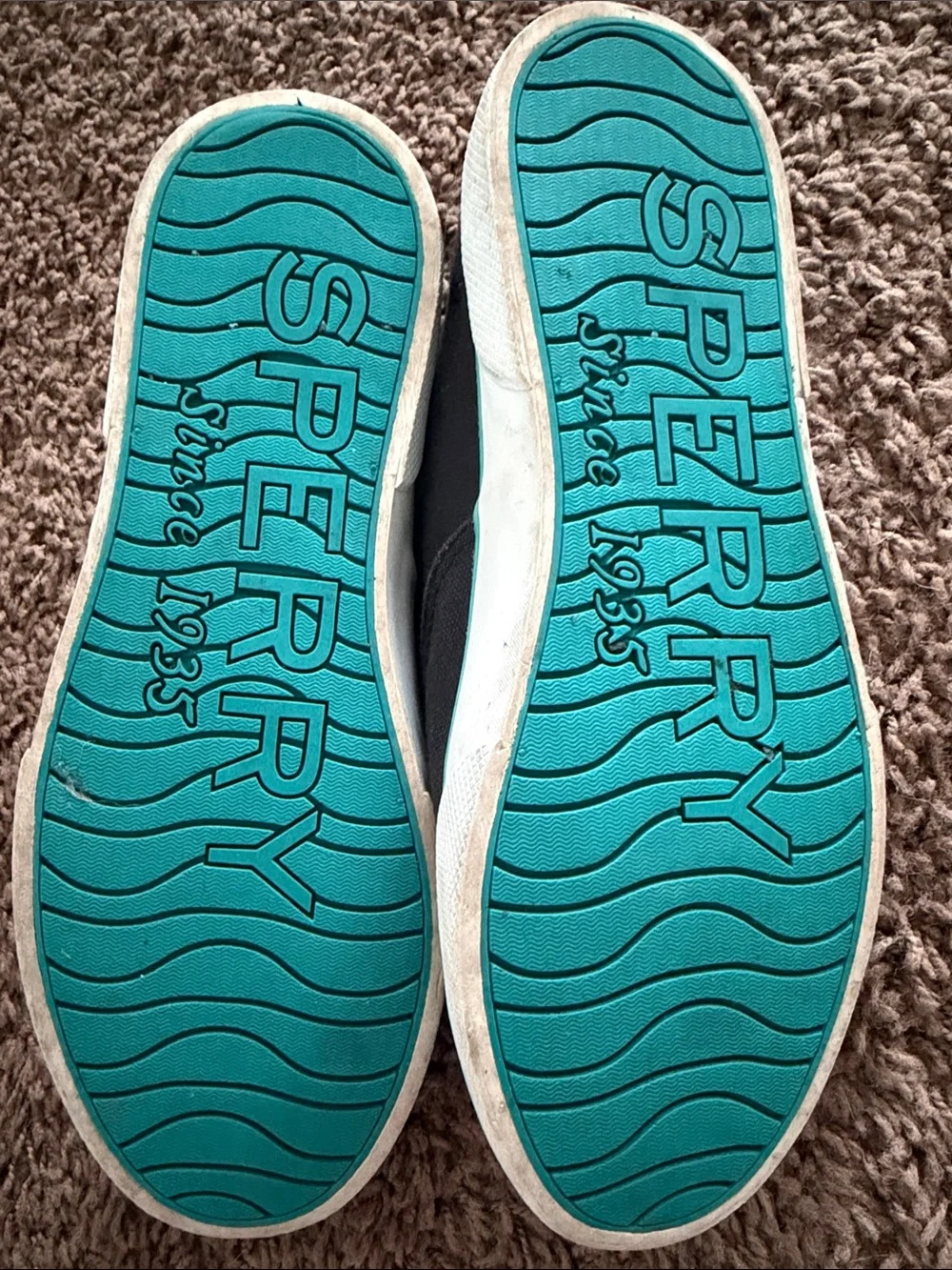 Sperry Black Canvas Sneakers with Teal Accent Size 5.5